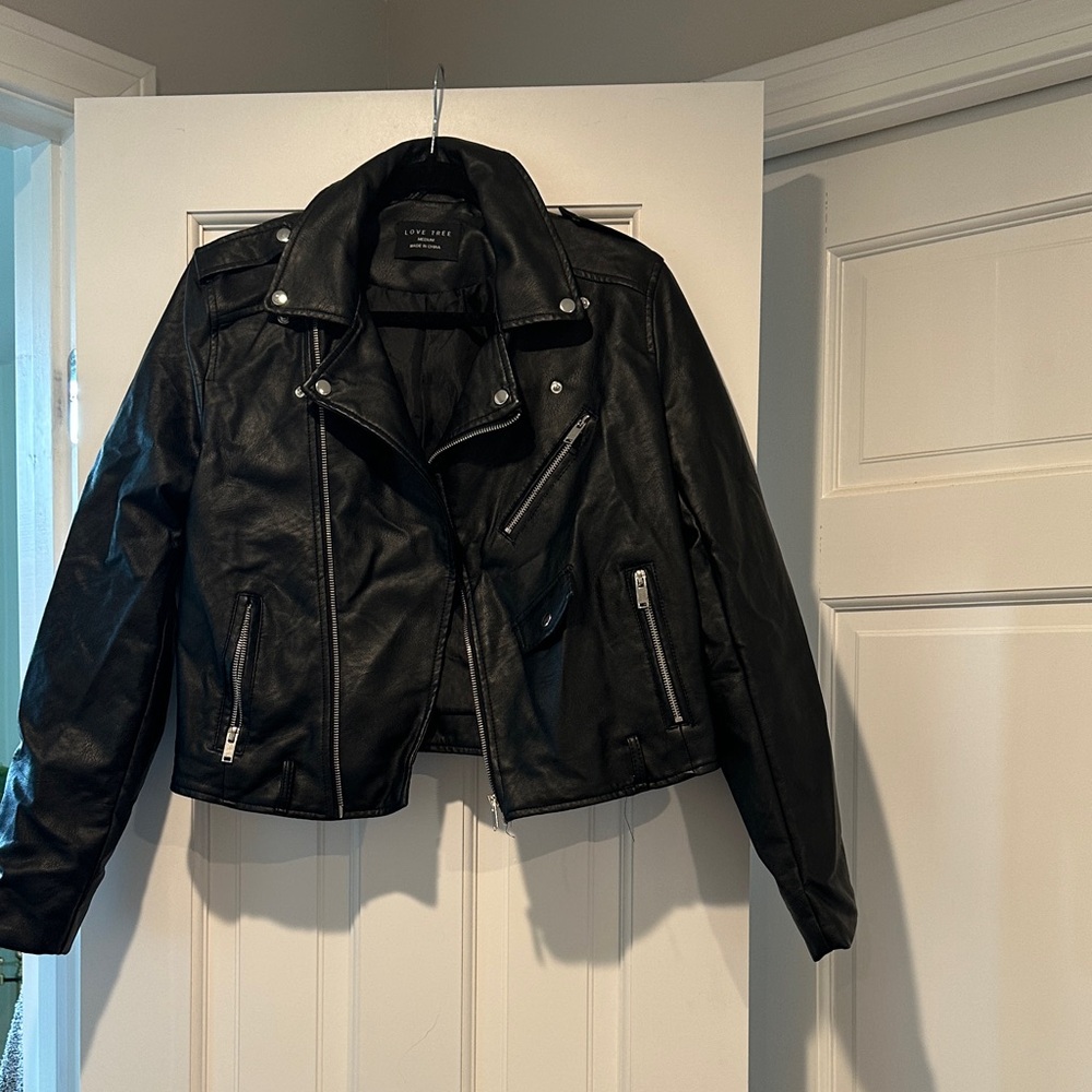 Black Faux Leather Biker Jacket